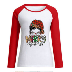 Raglan Long Sleeve Christmas Glasses Print