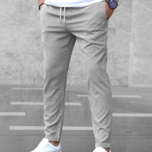 Men's Casual Drawstring Trousers With Pockets Fashion Slim Fit  Skinny Pencil Pants Clothing
