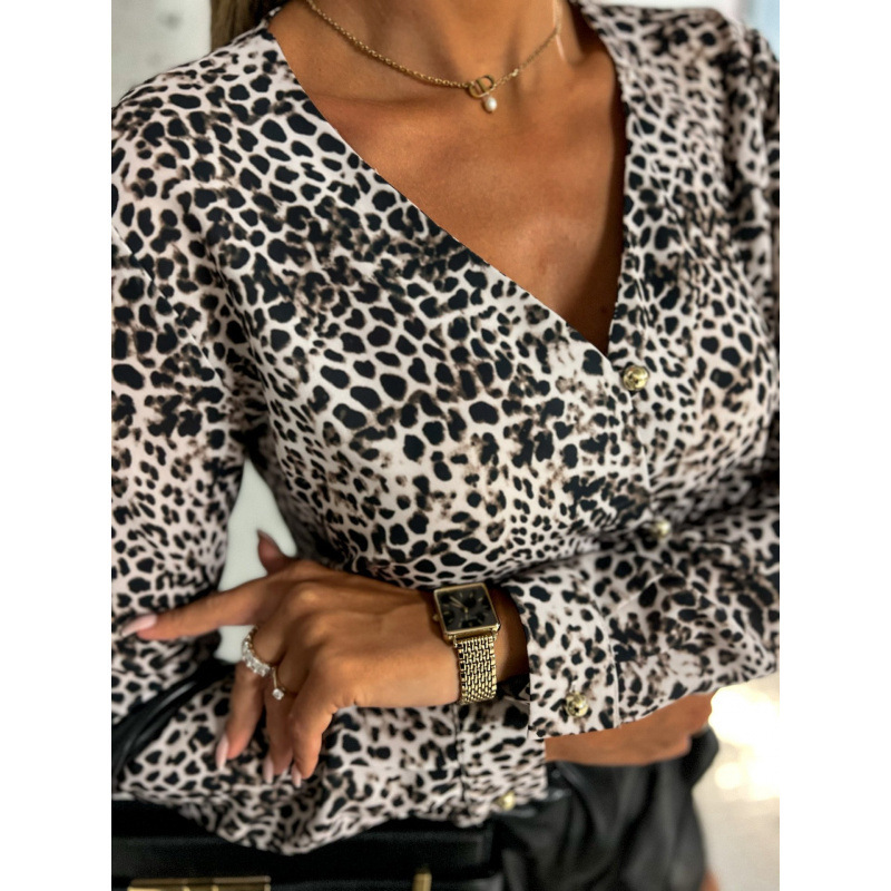Products In Stock Shirt Leopard Print Long Sleeve - Image 2