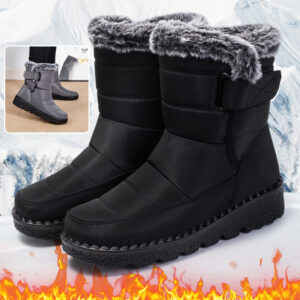Snow Boots Winter Warm Hook And Loop Fastener Plush Shoes Women Waterproof Low Heels Platform Ankle Boots