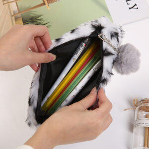 Leopard print plush pencil case