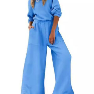 European And American Fashion Sports And Leisure Long Sleeve Solid Color Backless Sweater Jumpsuit Suit Women