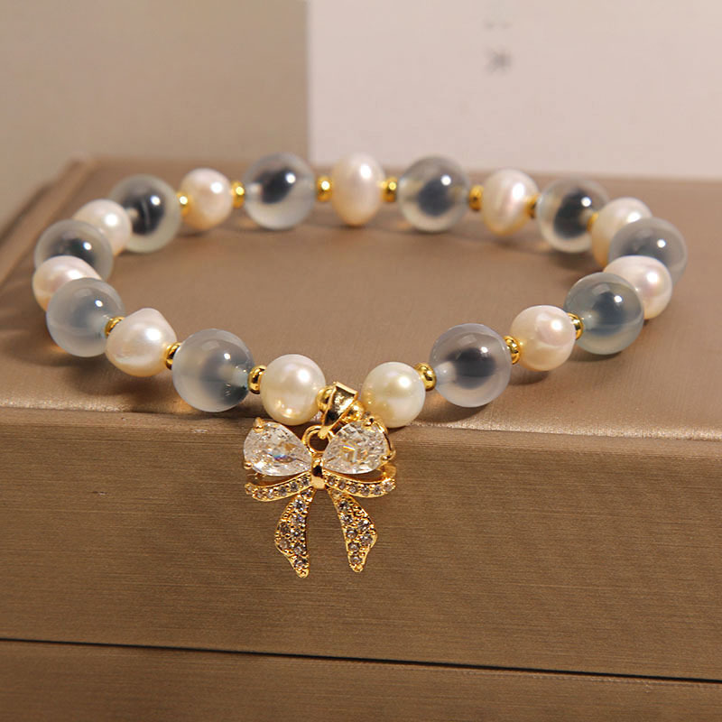 Natural Blue Sugar Heart Agate Bracelet For Women Light Luxury - Image 2