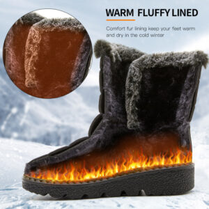 Snow Boots Winter Warm Hook And Loop Fastener Plush Shoes Women Waterproof Low Heels Platform Ankle Boots