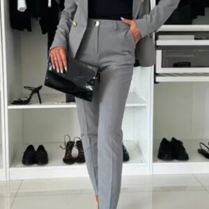 New All-matching Casual Suit Lapel Button-down Jacket And Slim-fit Trousers For Women's Office Business Set Clothing