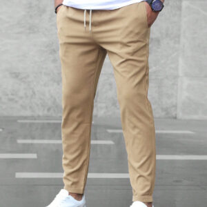 Men's Casual Drawstring Trousers With Pockets Fashion Slim Fit  Skinny Pencil Pants Clothing