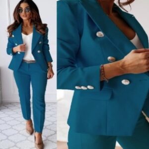 New All-matching Casual Suit Lapel Button-down Jacket And Slim-fit Trousers For Women's Office Business Set Clothing