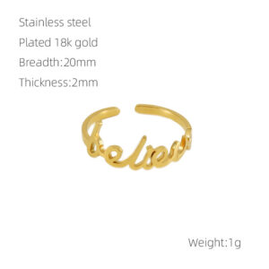 New Stainless Steel English Letters Ring